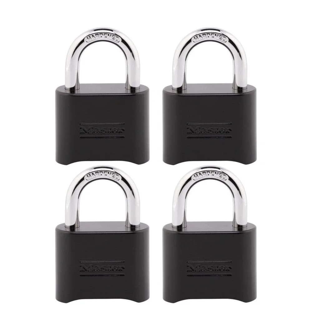 4 pack Master Lock Set Your Own Combination Padlock Black Resettable 178EC4